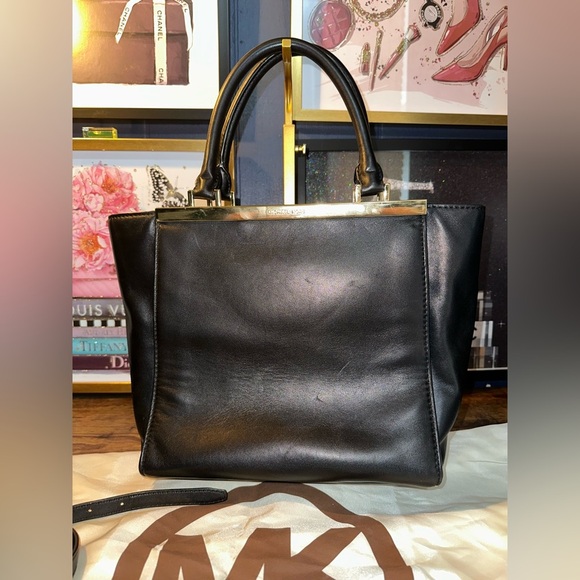 Michael Kors Lana Medium Black Leather Tote / Crossbody Bag - Picture 2 of 5